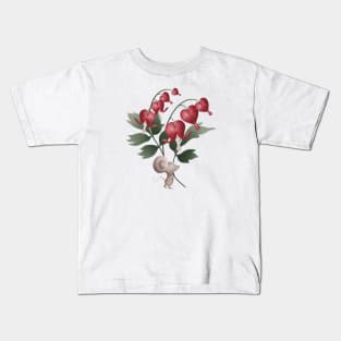 Mr Mouse carrying bleeding heart flower Kids T-Shirt